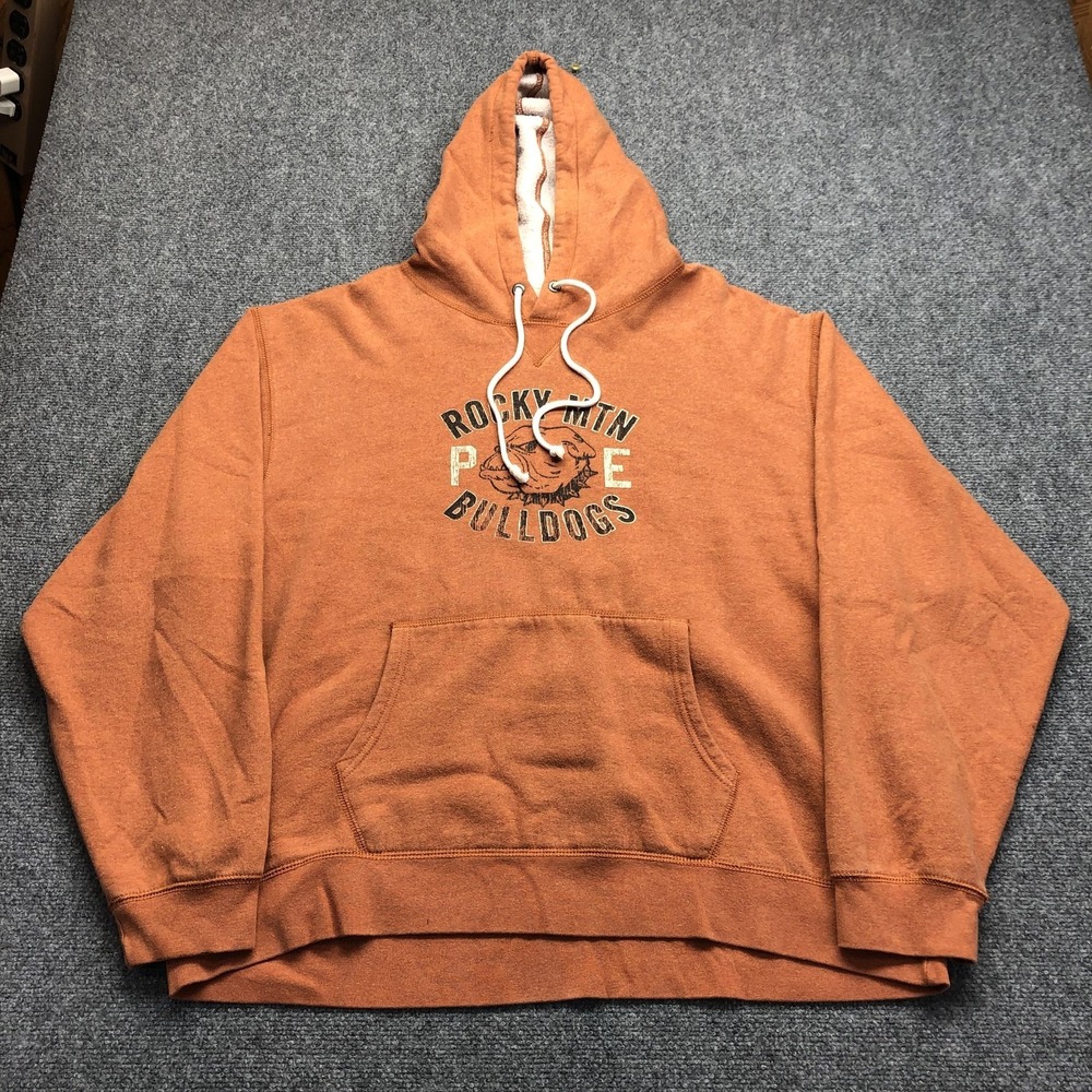 Old Navy Hoodie Mens 2XL Orange Pullover Fleece Rocky Mtn Bulldogs Graphic